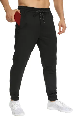 1 Pack/2 Pack Mens Jogger Gym Sweatpants, Athletic Jogger Workout Pants for Men,Running Track Pants with Zipper Pockets