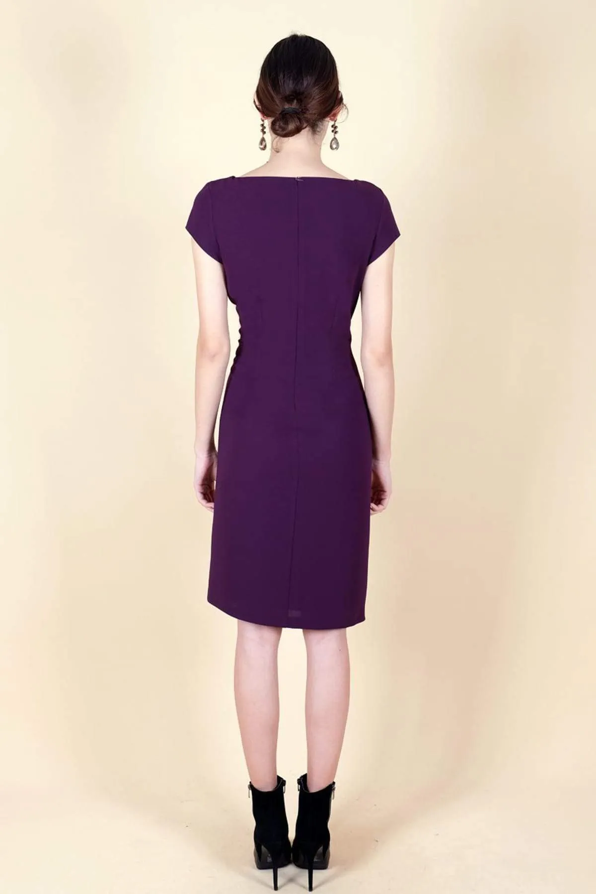 12987 Purple Classic Pencil Dress