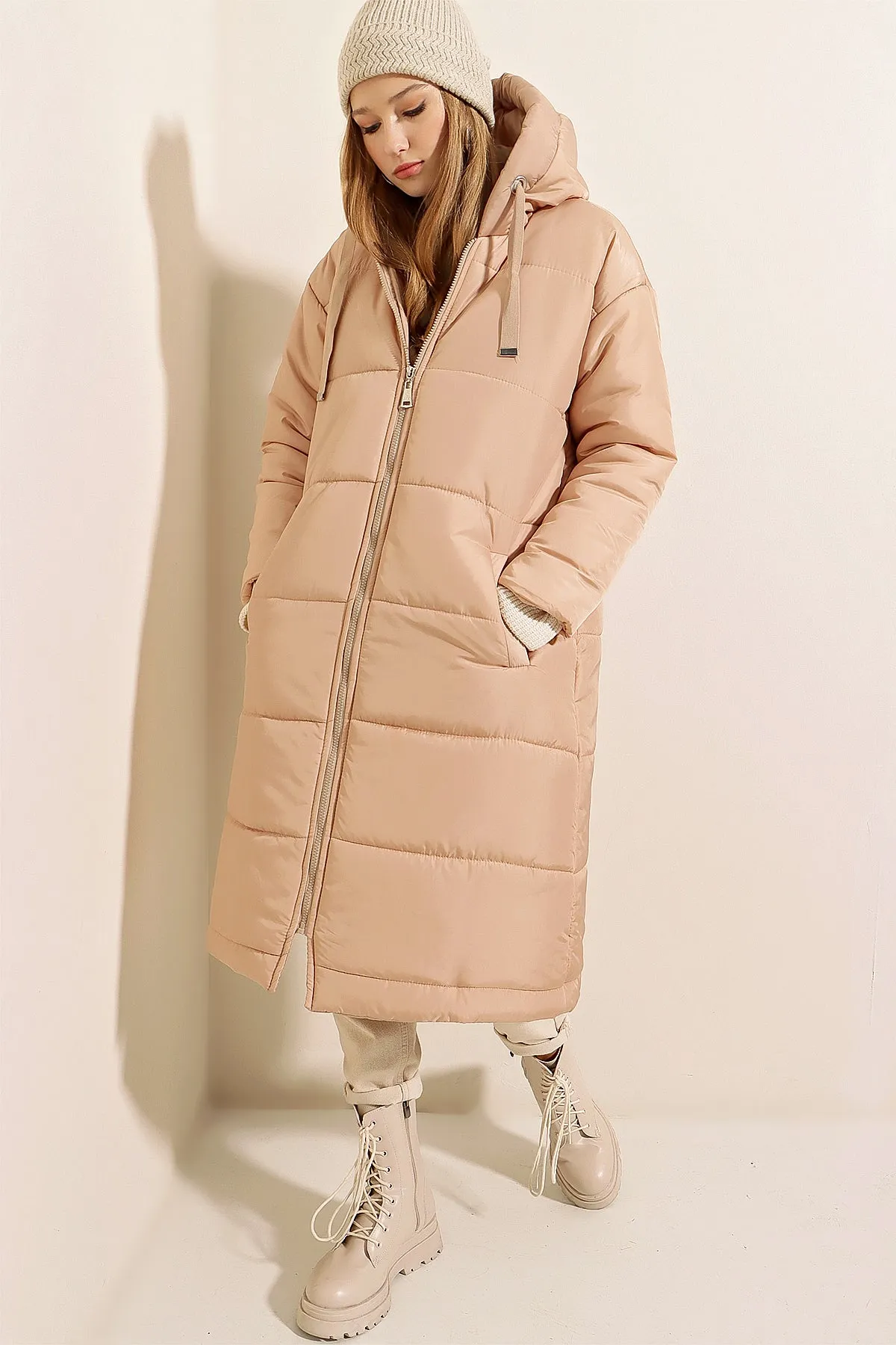 BGD Women Hooded Long Puffer Coat - Mink - Avondale