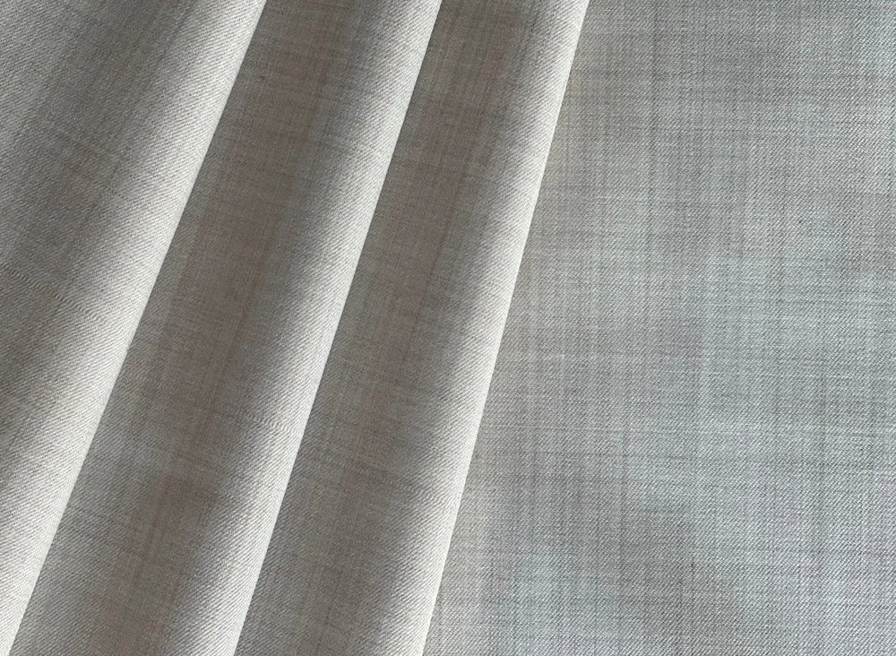 Botto Guiseppe Ecru Mélange Stretch Wool Twill Suiting (Made in Italy)