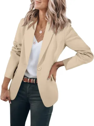Casual Blazers for Women Trendy Lapel Open Front Long Sleeve Blazer Jackets Business One Button Plain Suit Jackets