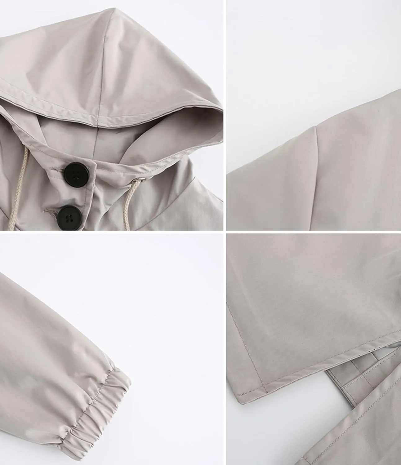 Ciguo Women's Long Raincoat Outdoor Lightweight Hooded Waterproof Jacket
