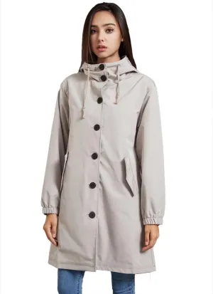 Ciguo Women's Long Raincoat Outdoor Lightweight Hooded Waterproof Jacket