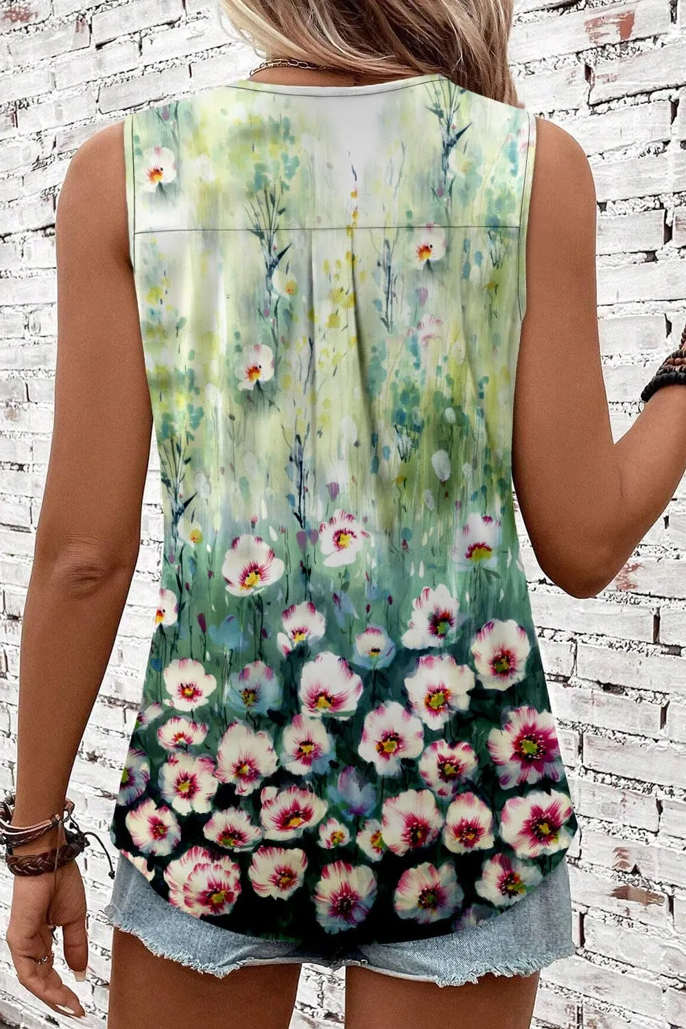 CRAZY GRID Women Summer Tank Tops Round Neck Sleeeveless Folded Front Tunic Casual Outfit 2025 Basic Loose Shirts