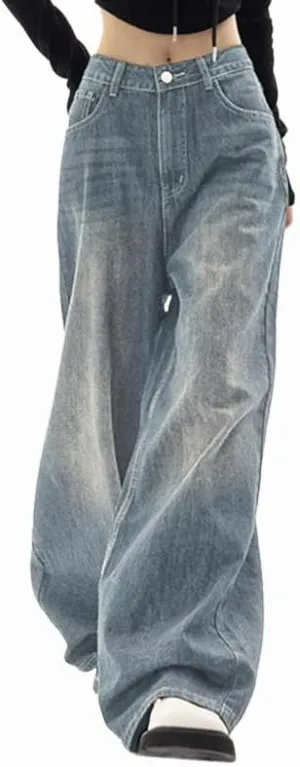 EMMIOL Jeans for Women Wide Leg Baggy Jeans High Waist Y2K Cargo Pants Casual Loose Boyfriends Trousers Vintage Streetwear