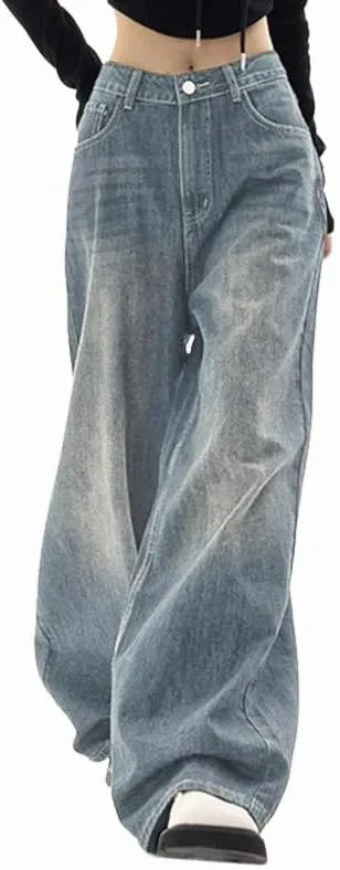 EMMIOL Jeans for Women Wide Leg Baggy Jeans High Waist Y2K Cargo Pants Casual Loose Boyfriends Trousers Vintage Streetwear