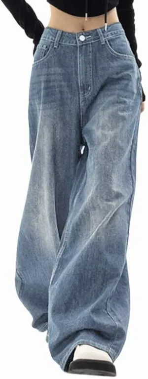 EMMIOL Jeans for Women Wide Leg Baggy Jeans High Waist Y2K Cargo Pants Casual Loose Boyfriends Trousers Vintage Streetwear