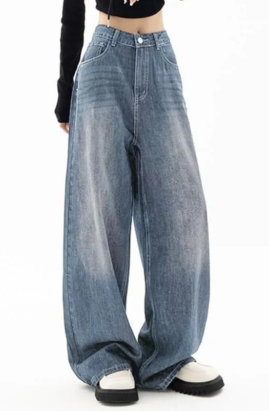 EMMIOL Jeans for Women Wide Leg Baggy Jeans High Waist Y2K Cargo Pants Casual Loose Boyfriends Trousers Vintage Streetwear