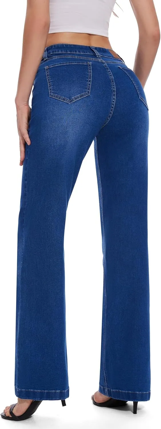FLYING BANANA Women's Stretchy Curvy Fancy Bootcut Jeans