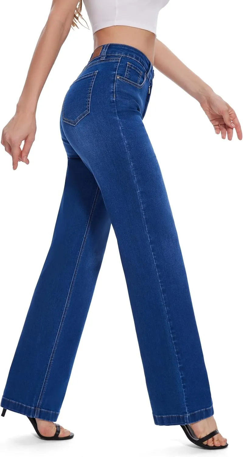 FLYING BANANA Women's Stretchy Curvy Fancy Bootcut Jeans