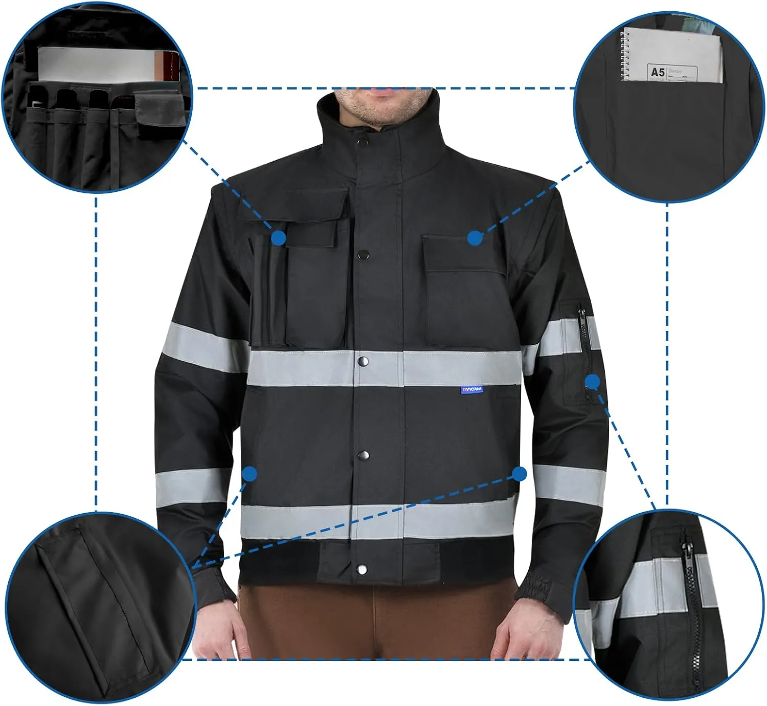 High Visibility Waterproof Reflective Rain Winter Warm Safety Jacket Working Overalls
