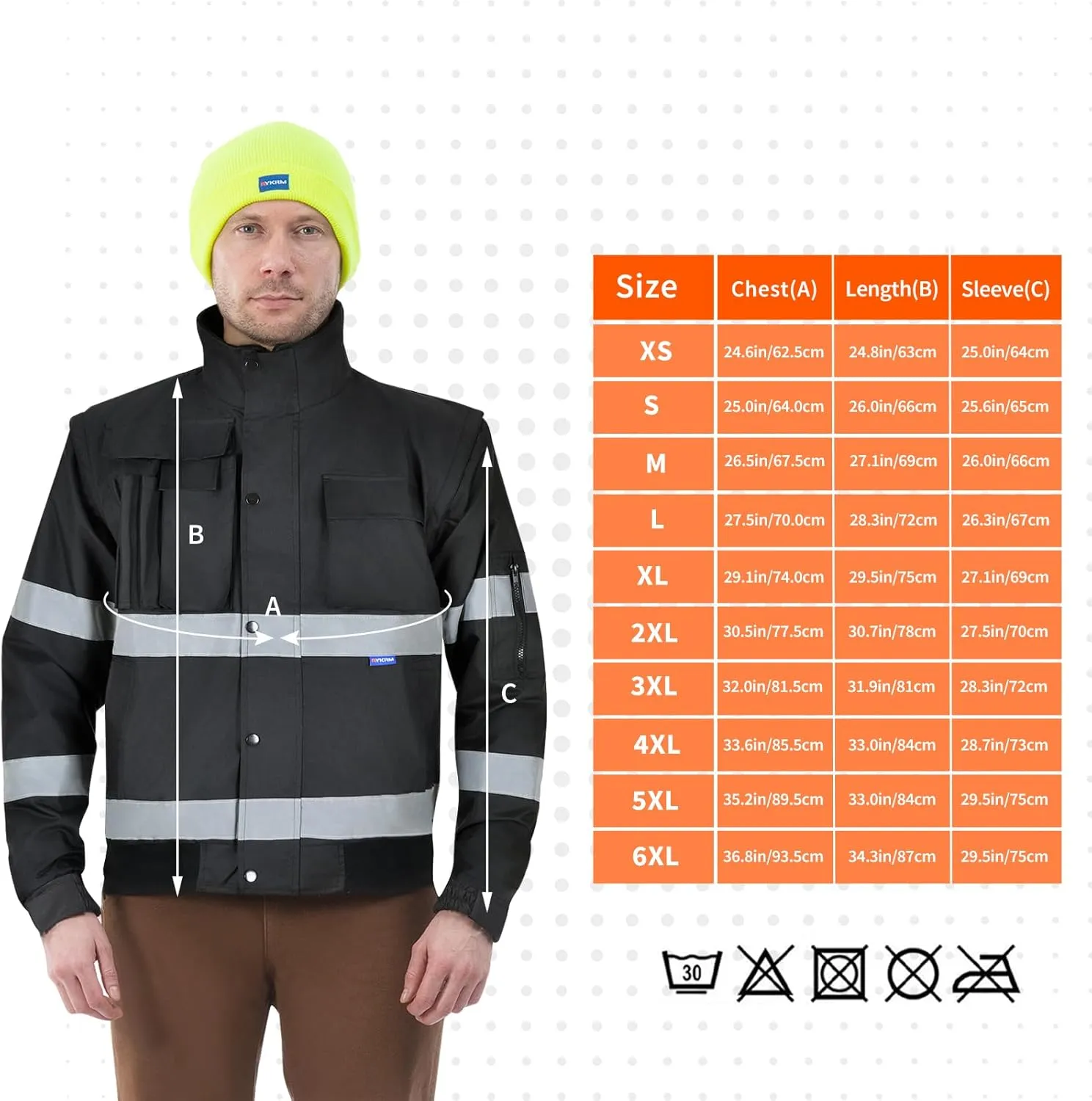 High Visibility Waterproof Reflective Rain Winter Warm Safety Jacket Working Overalls