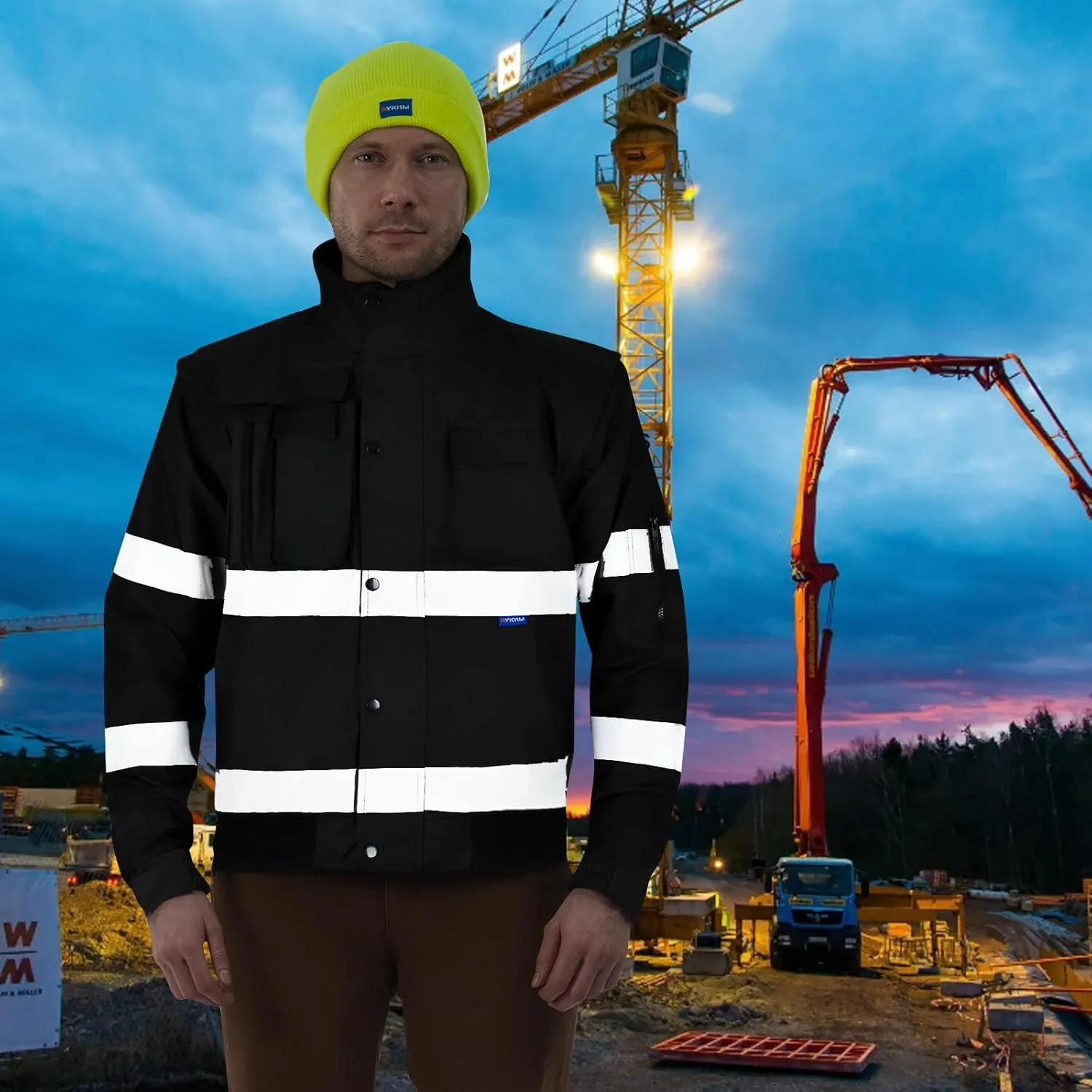 High Visibility Waterproof Reflective Rain Winter Warm Safety Jacket Working Overalls