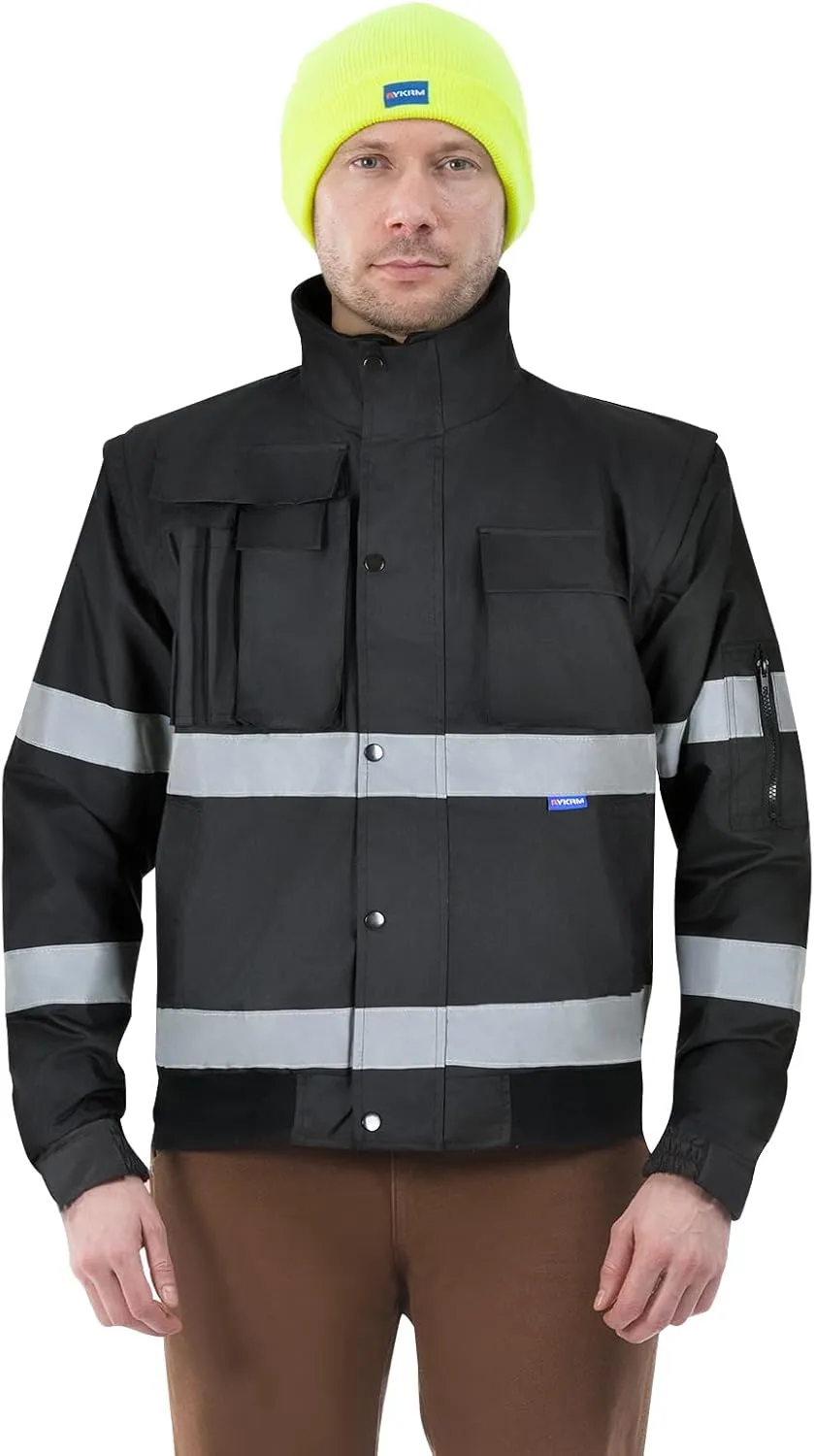 High Visibility Waterproof Reflective Rain Winter Warm Safety Jacket Working Overalls