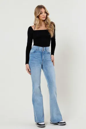 High-Waisted Flared Long Jeans