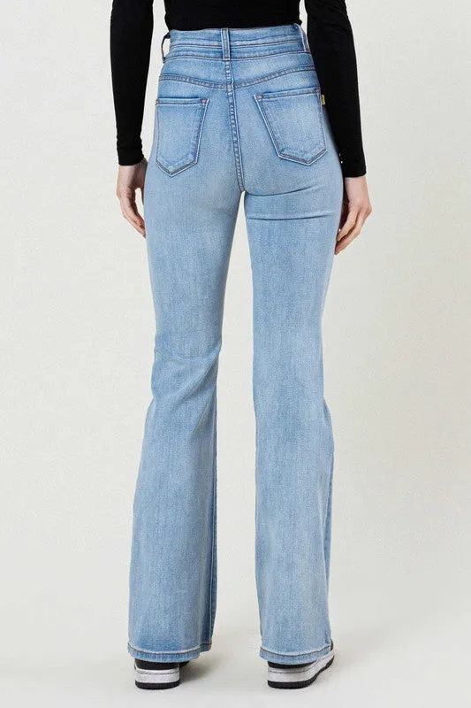 High-Waisted Flared Long Jeans