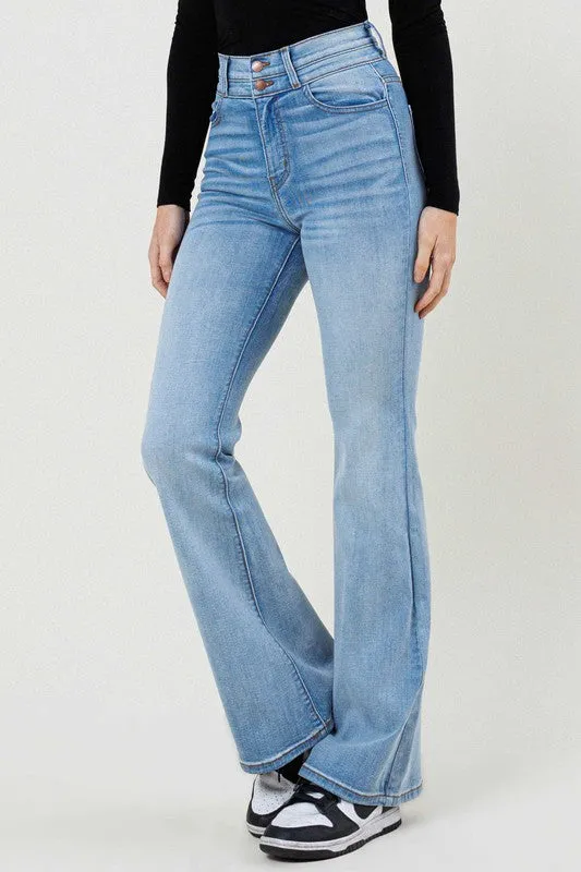 High-Waisted Flared Long Jeans