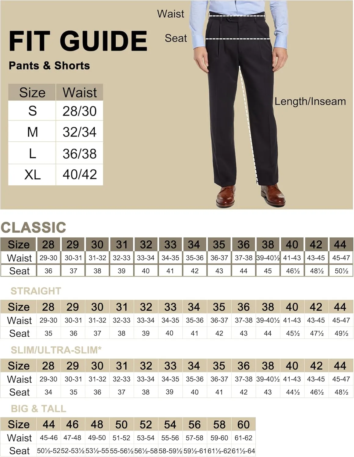 Men's No Iron Pleated Dress Pants Expandable Waist Regular Fit Premium Comfort Slacks