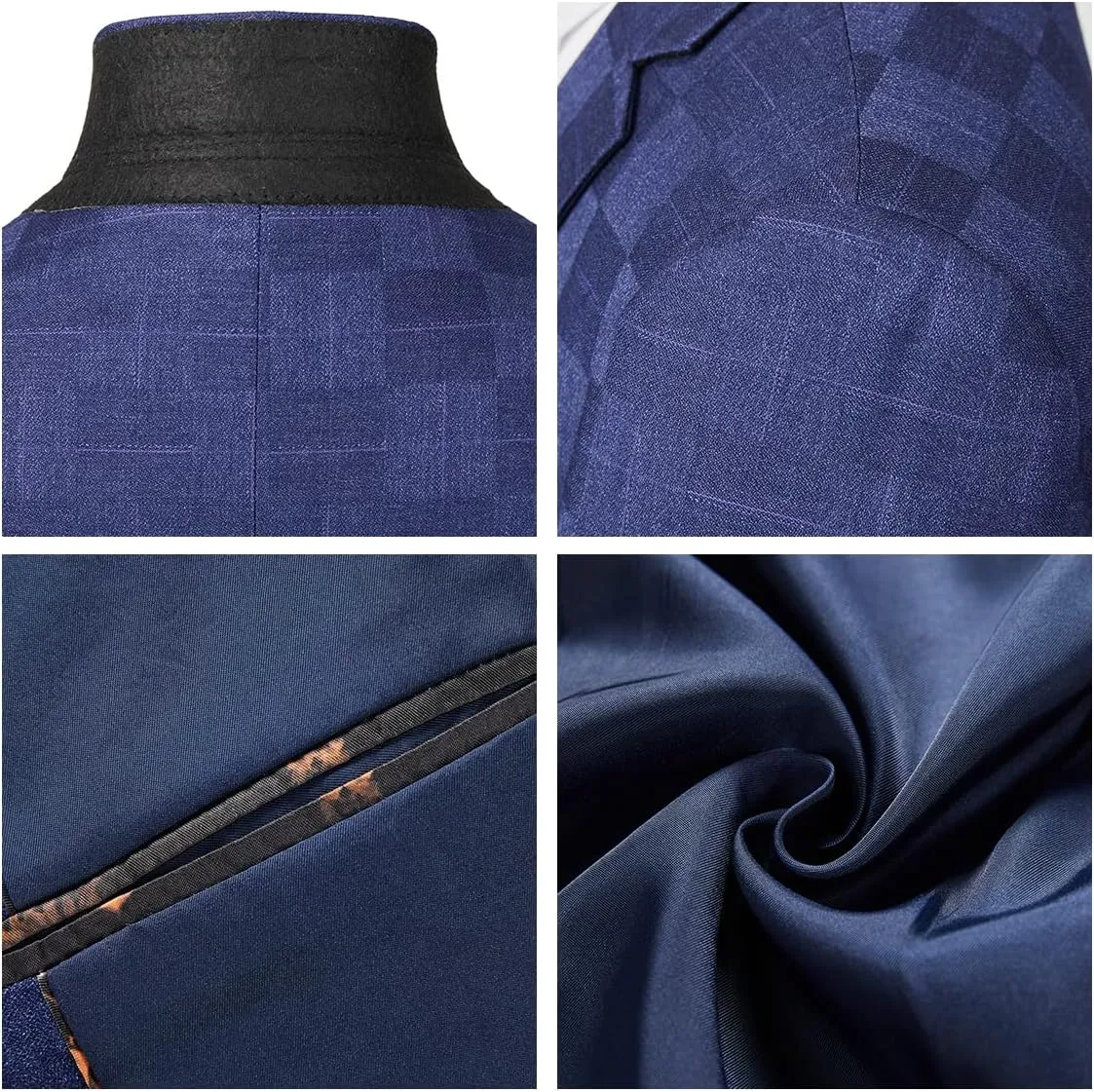 Mens Plaid Suit Slim Fit 3 Pieces Casual Checked Vintage Tuxedo Suit for Men for Wedding Business Party Blazer Pants & Vest