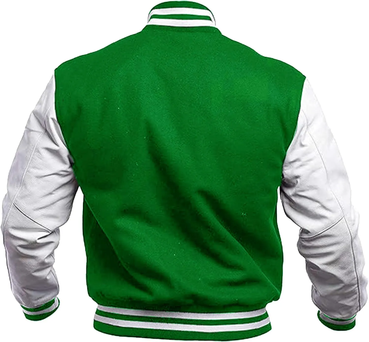Men's Varsity Jacket Genuine Leather Sleeve Wool Blend Letterman Jacket - High School Baseball Bomber Jackets