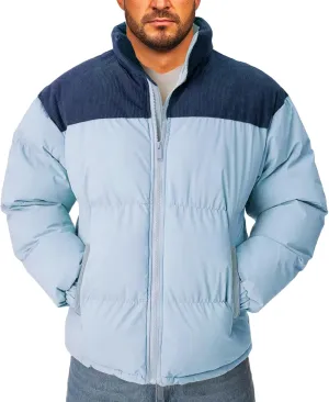 Mens Water Resistant Lightweight Puffer Jacket, Warm Winter Coat with Long Sleeve Zip Up, Quilted Down Jackets