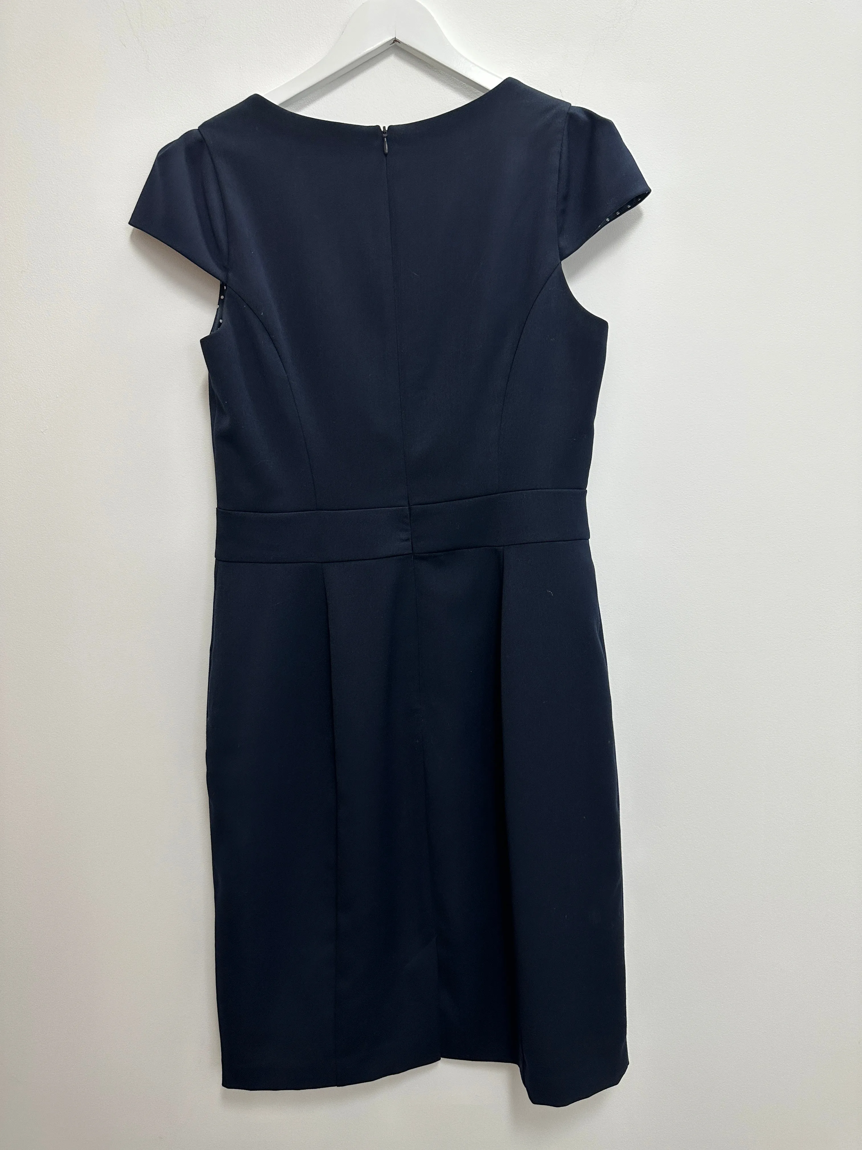 Navy Cap Sleeve Knee Length Dress