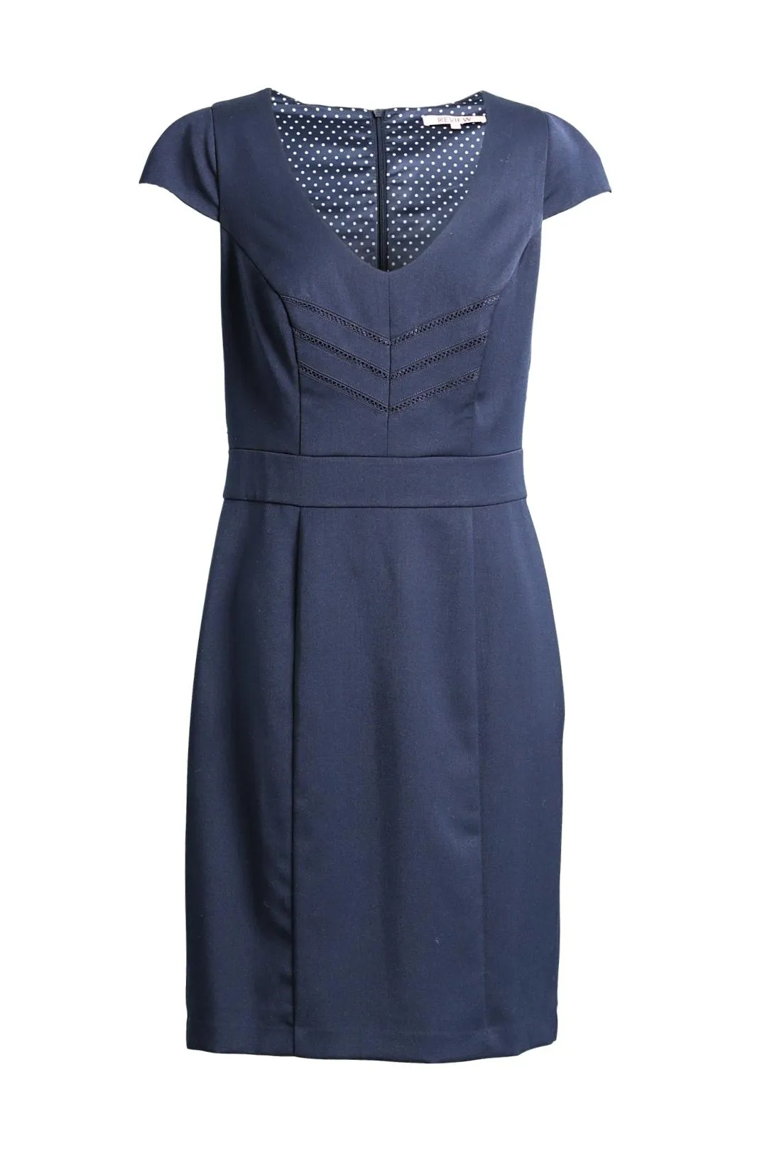 Navy Cap Sleeve Knee Length Dress