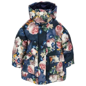 Navy Floral Logo Coat