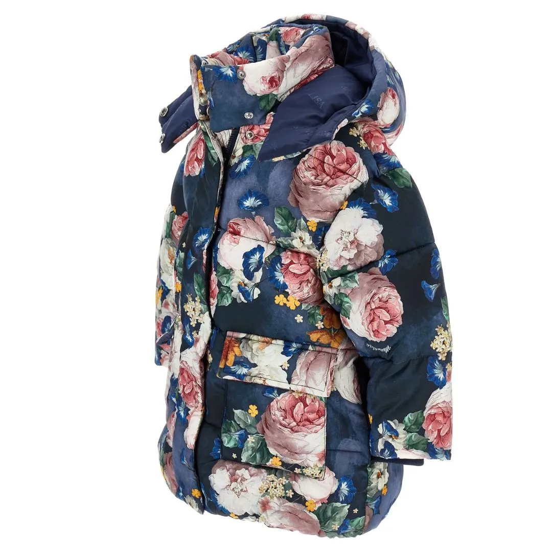 Navy Floral Logo Coat