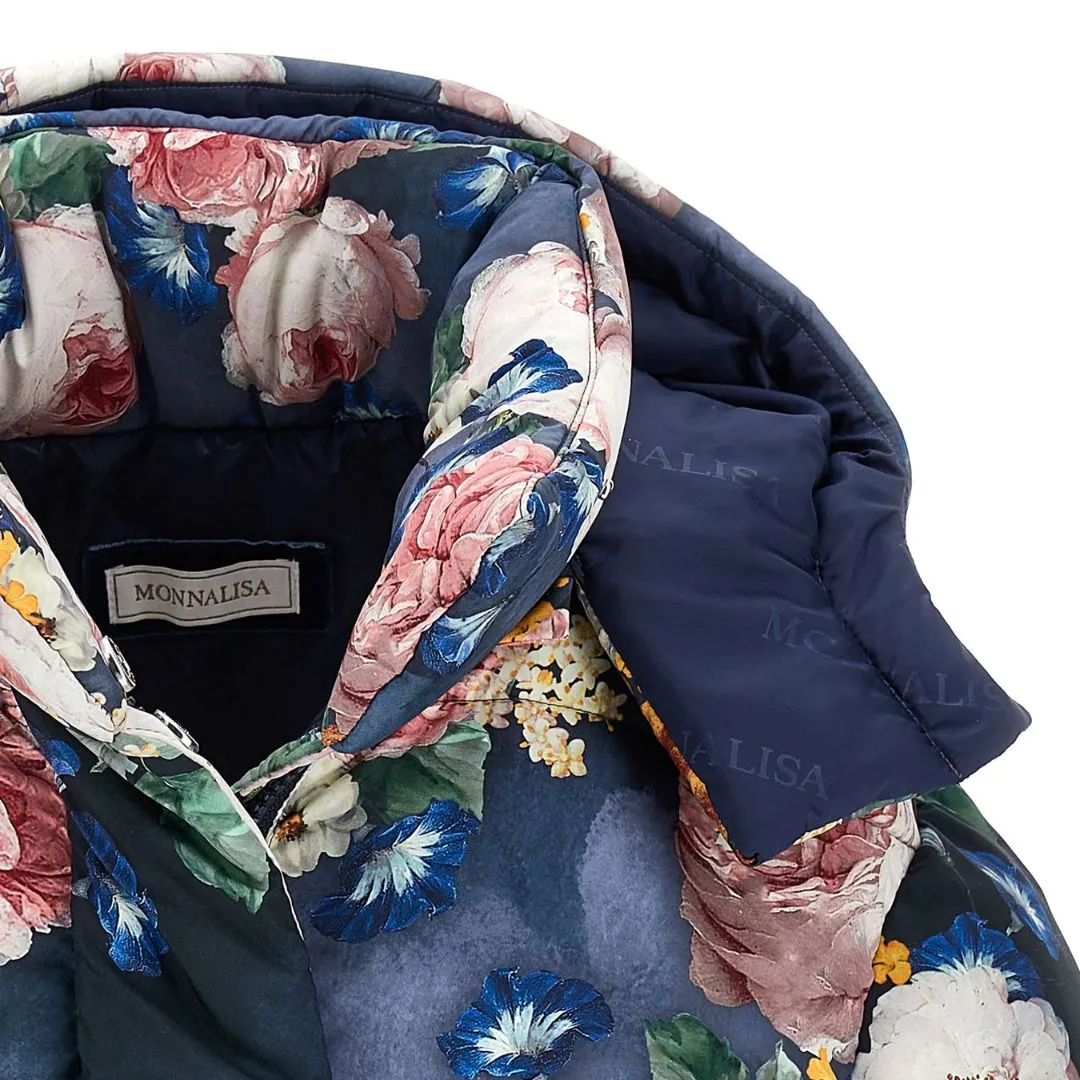 Navy Floral Logo Coat