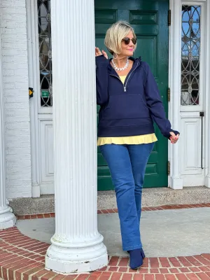 NAVY HALF ZIPPER HOODIE
