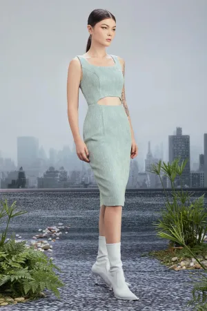 New Vintage Pencil Square Neck Tweed Knee-length Dress