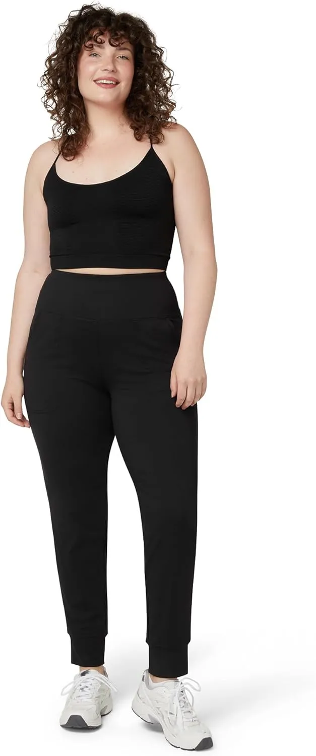 No Nonsense Women's Athletic Jogger with 4-Way Stretch, Pockets, High-Waisted Lounge Pants for Yoga, Running, Workout