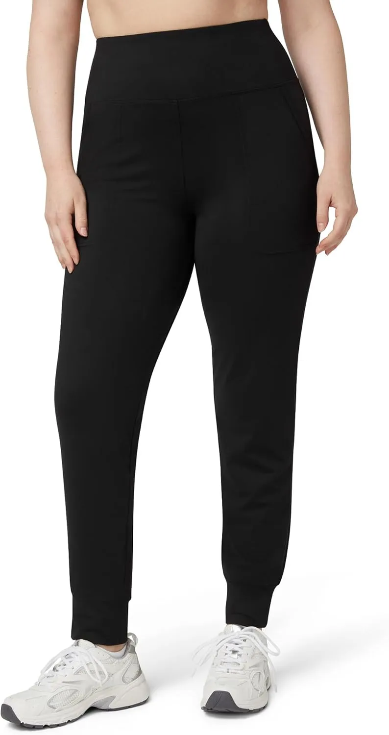 No Nonsense Women's Athletic Jogger with 4-Way Stretch, Pockets, High-Waisted Lounge Pants for Yoga, Running, Workout