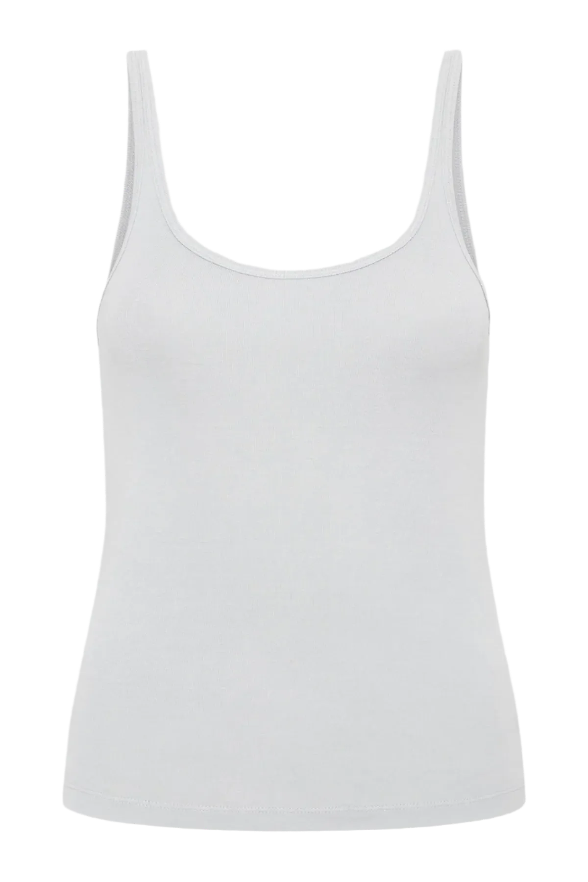Organic Cotton Slim Scoop Tank - Silver