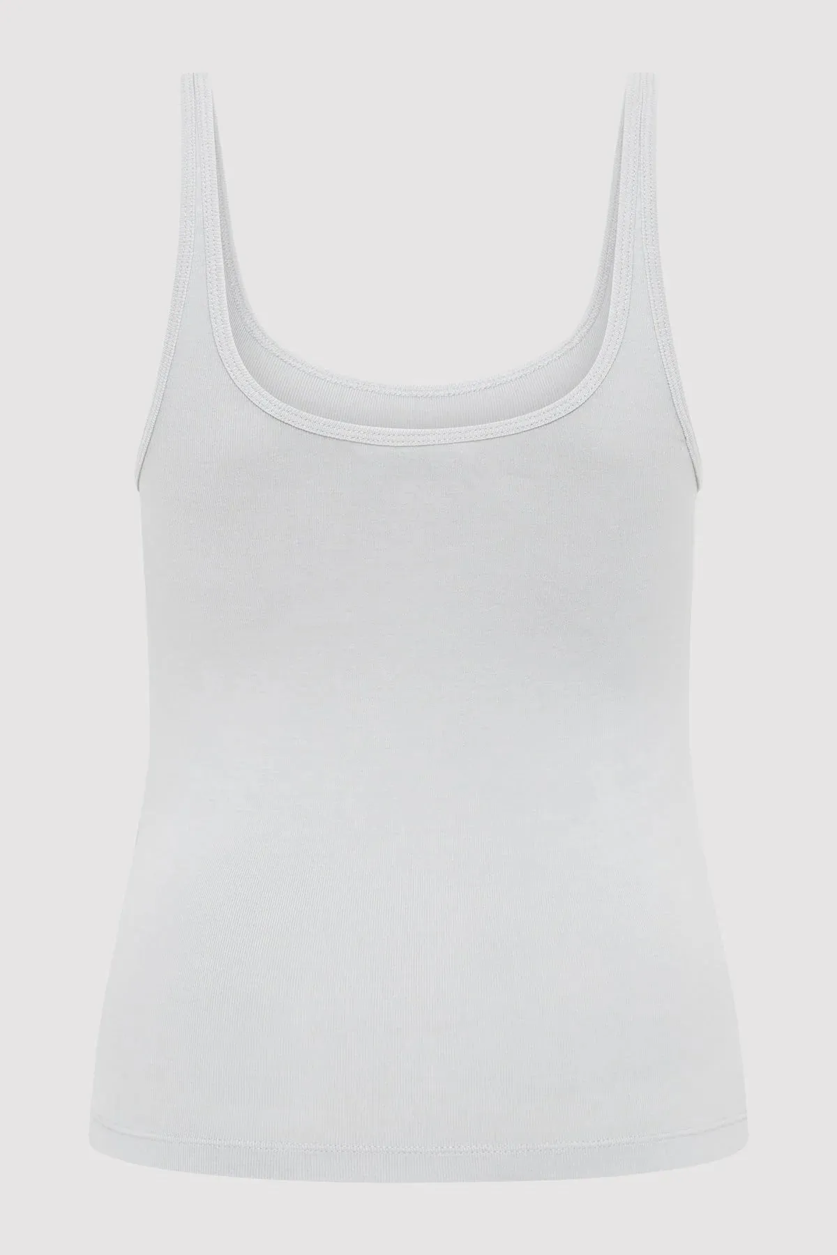 Organic Cotton Slim Scoop Tank - Silver