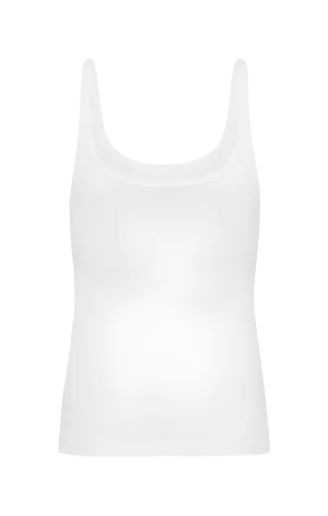 Organic Cotton Slim Scoop Tank - White