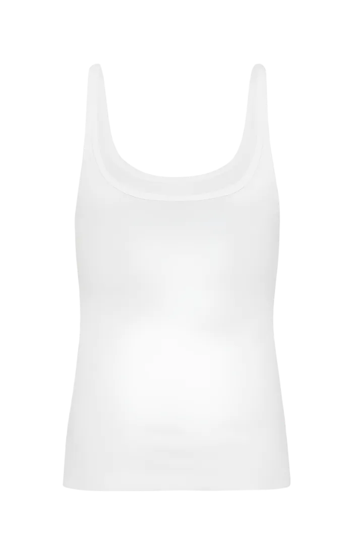 Organic Cotton Slim Scoop Tank - White