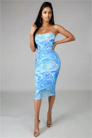 Paris Blue Strapless Dress