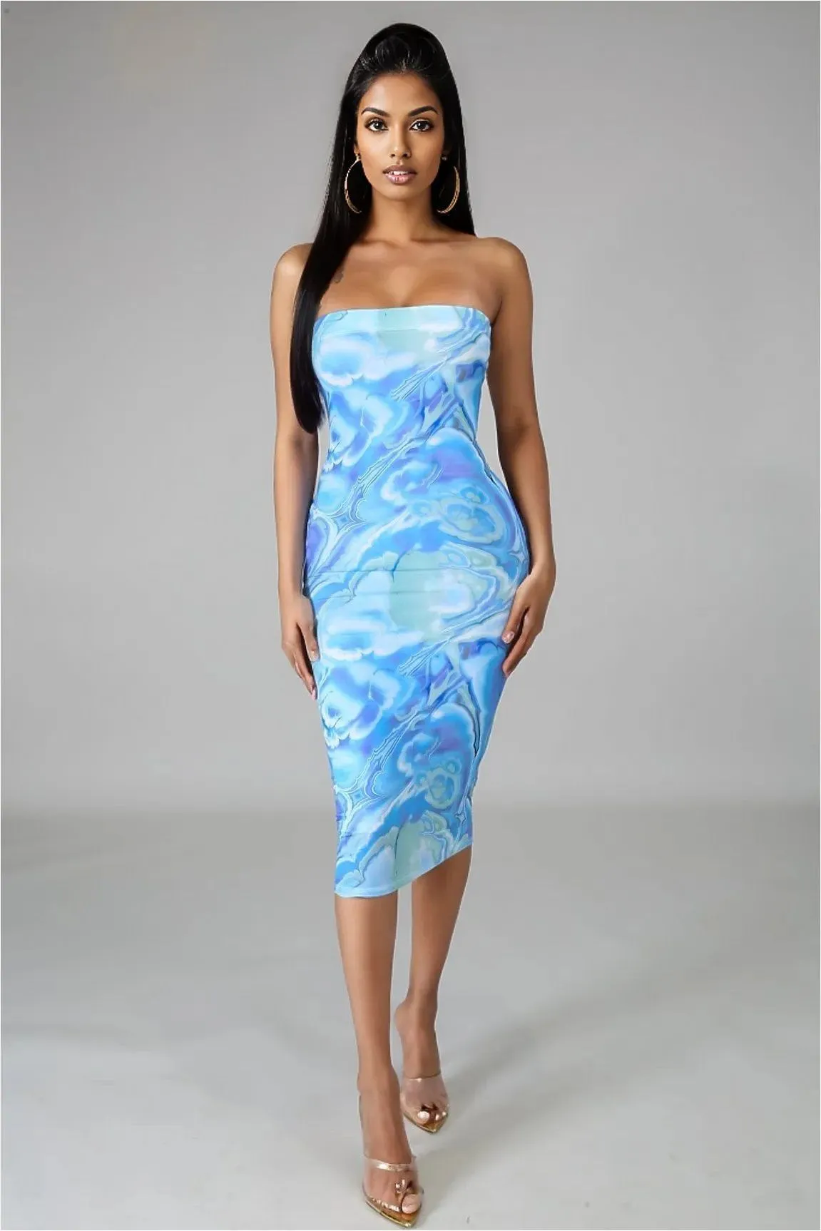Paris Blue Strapless Dress
