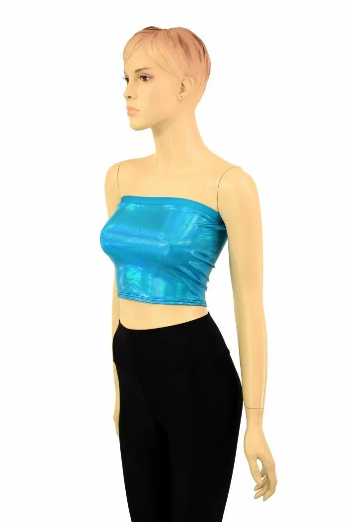 Peacock Holographic Tube Top