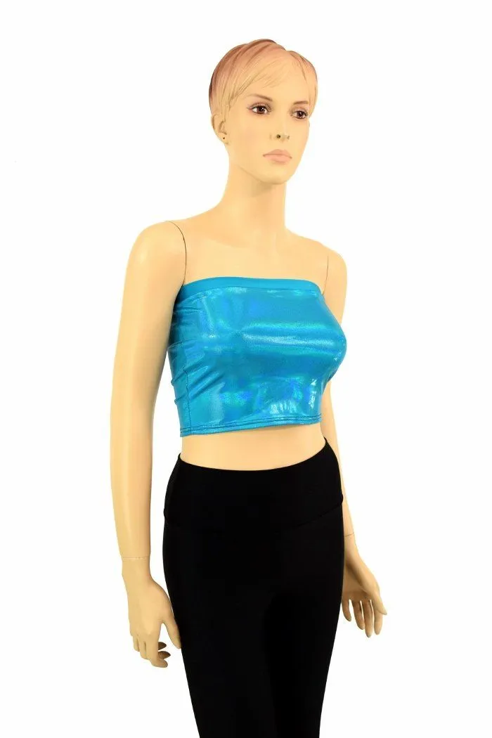 Peacock Holographic Tube Top