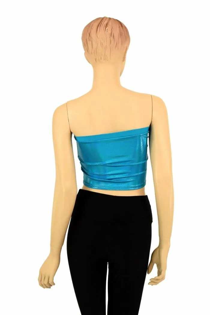 Peacock Holographic Tube Top