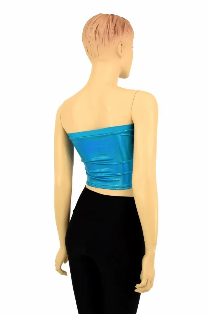 Peacock Holographic Tube Top