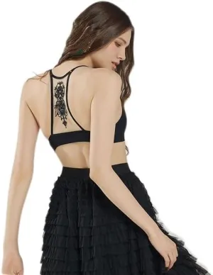 Seamless Lace Racerback Ribbed Knit Bralette Tank Top