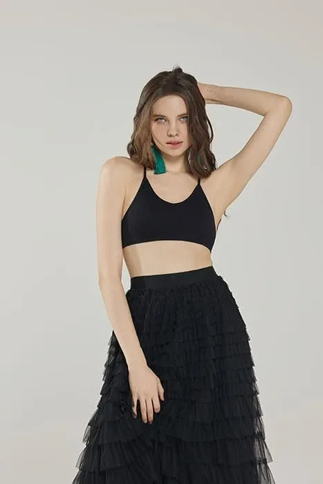 Seamless Lace Racerback Ribbed Knit Bralette Tank Top