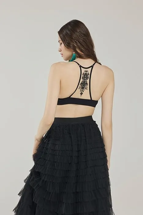 Seamless Lace Racerback Ribbed Knit Bralette Tank Top