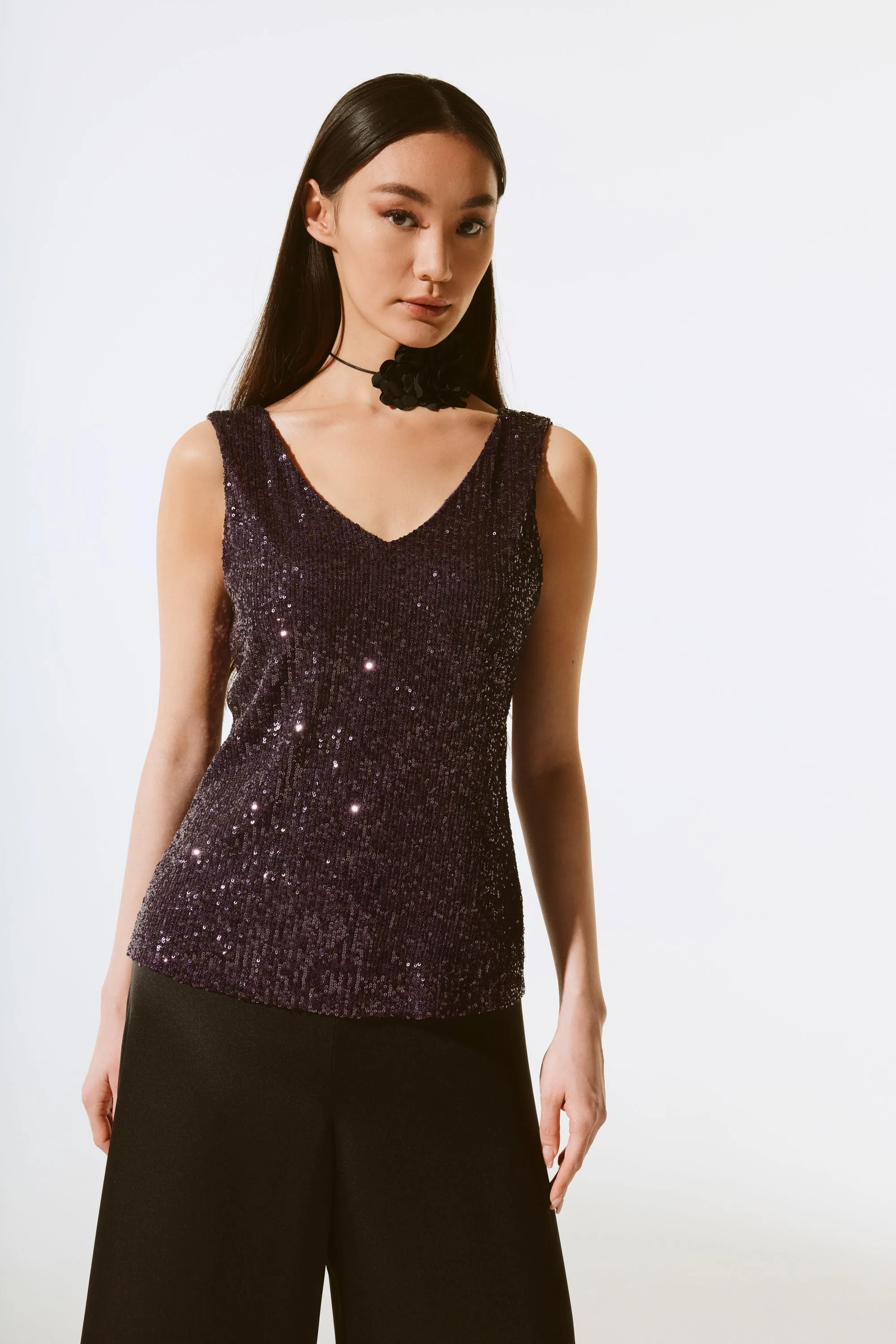SEQUIN SLEEVELESS TOP