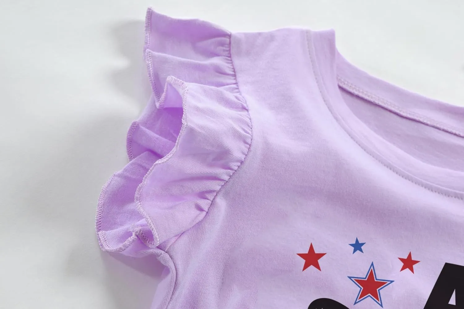 Toddler Baby Girl Short Sleeve Dinosaur T-Shirt Ruffle Sleeve Cotton Unicorn Tank Tops Tee