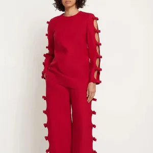 Trend4us Women's Cutout Sleeve Bow Two-Piece Set